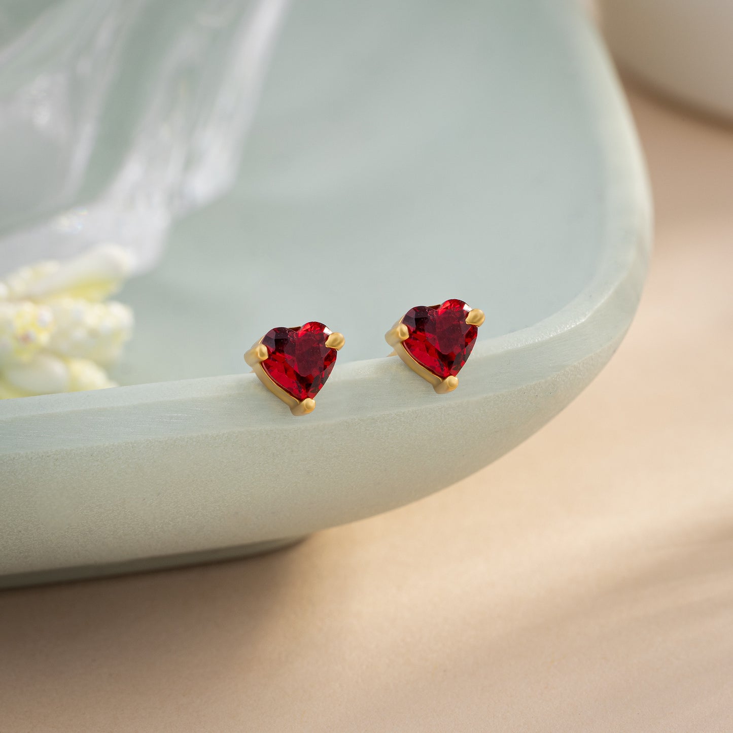 pair of red sapphire earrings