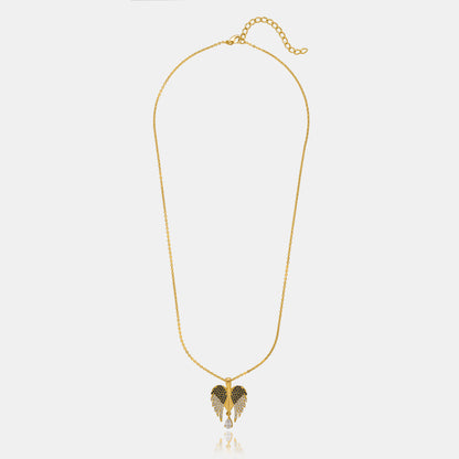 Golden Necklace with a Diamond Angel Wing Pendant