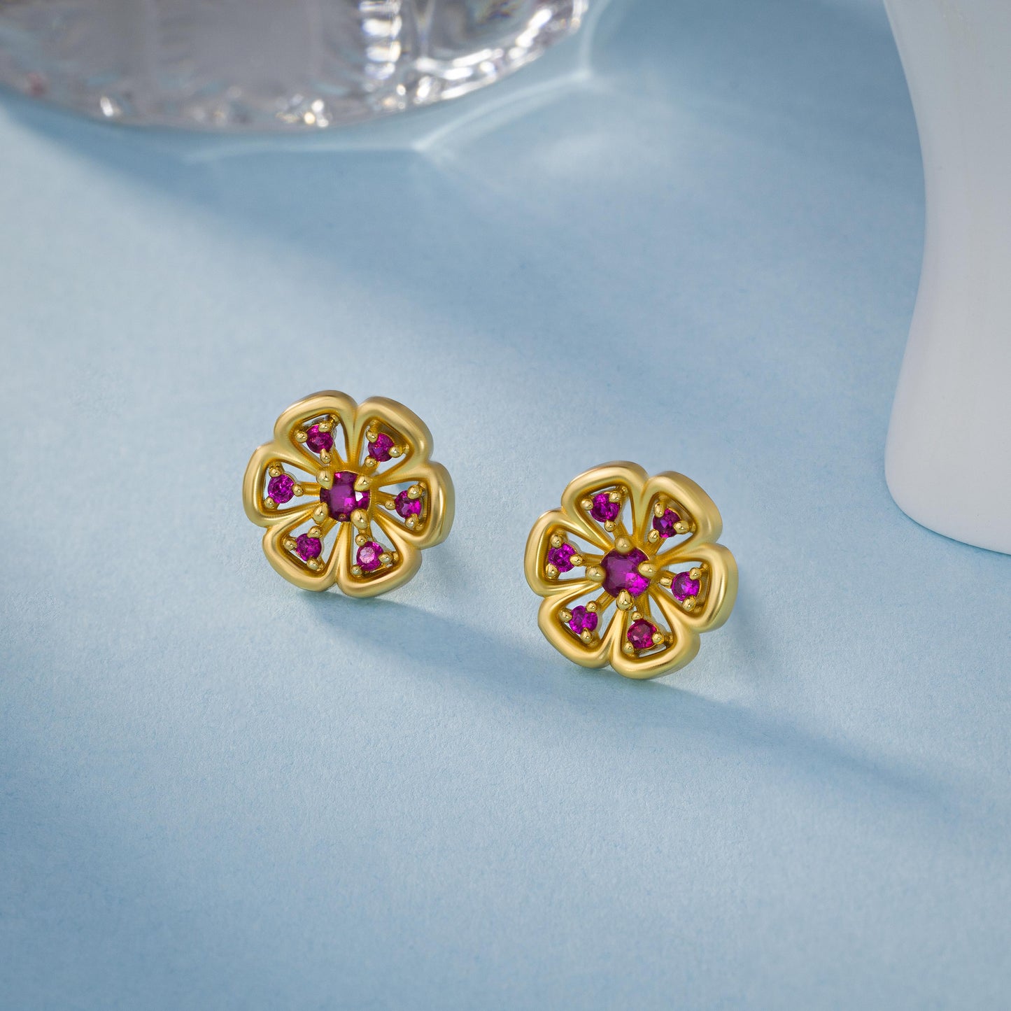 red blossom earrings