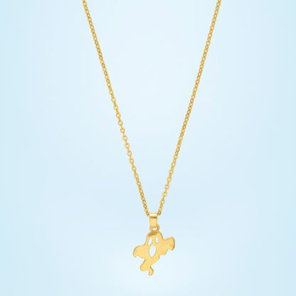 Golden Necklace with a Small Ghost  on it