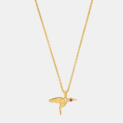 Golden Bird Necklace with a Diamond on the Front