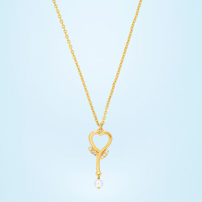 Golden Necklace with  Diamond Heart Pendant