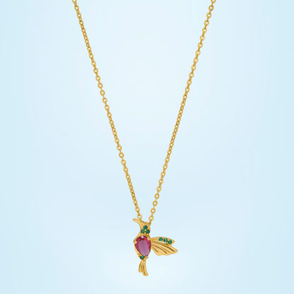 Golden Necklace with a Bird Pendant