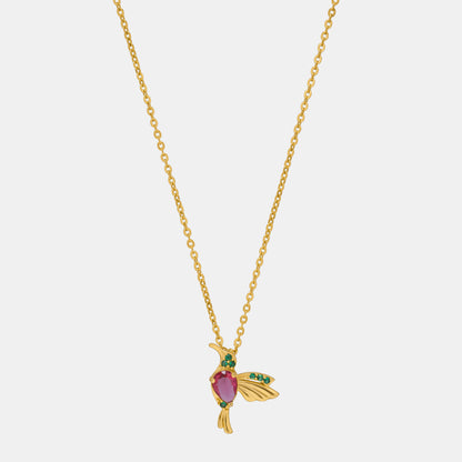 Golden Necklace with a Bird Pendant