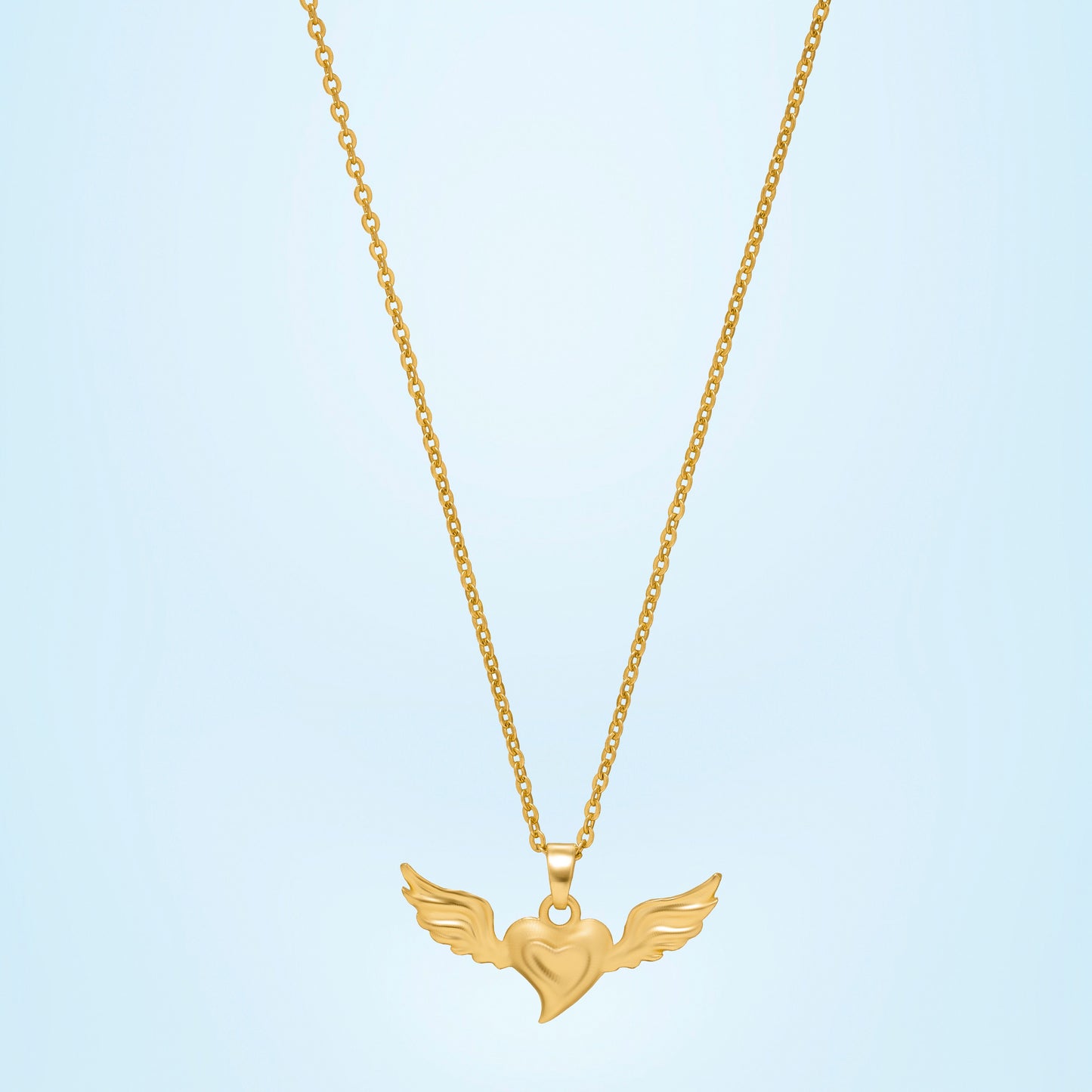 golden necklace with a bird on it