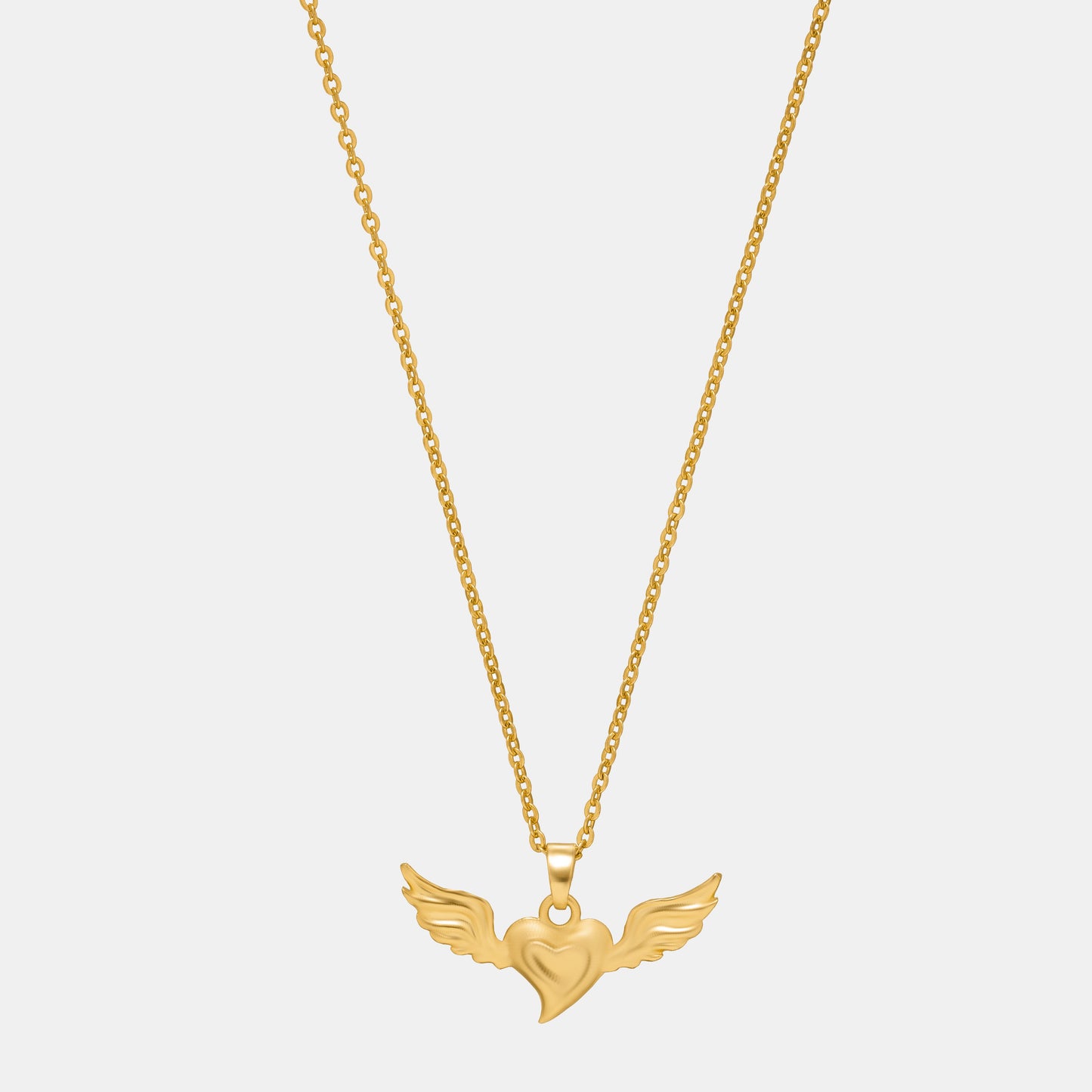 golden necklace with a bird on it