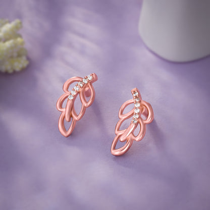 Pair of Rose Gold Earrings with a Single Diamond