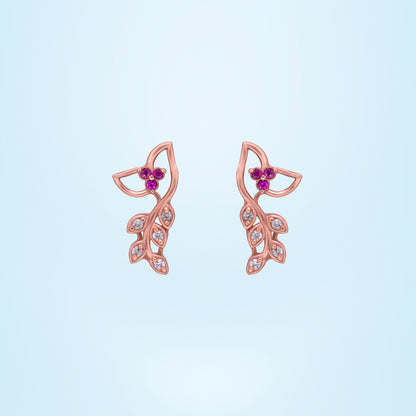 Pair of Rose Gold Earrings with Diamonds