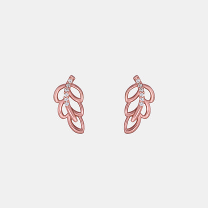 Pair of Rose Gold Earrings with a Single Diamond