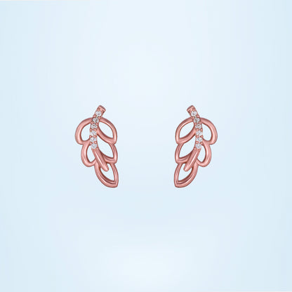 Pair of Rose Gold Earrings with a Single Diamond