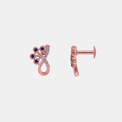 Rose Gold Plated Blue CZ Stud Earrings