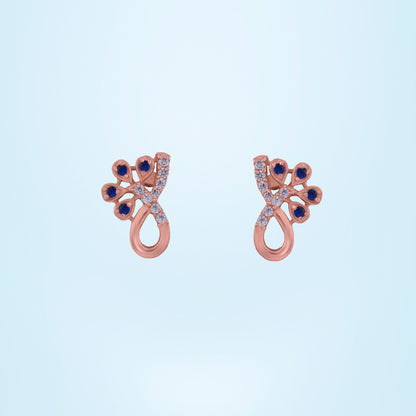 Rose Gold Plated Blue CZ Stud Earrings