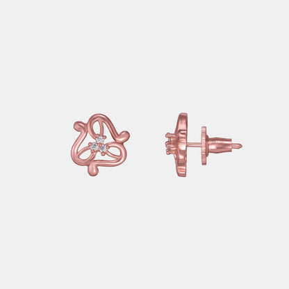 Pair of Rose Gold Earrings with White Stones