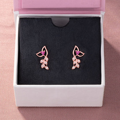 Pair of Rose Gold Earrings with Diamonds