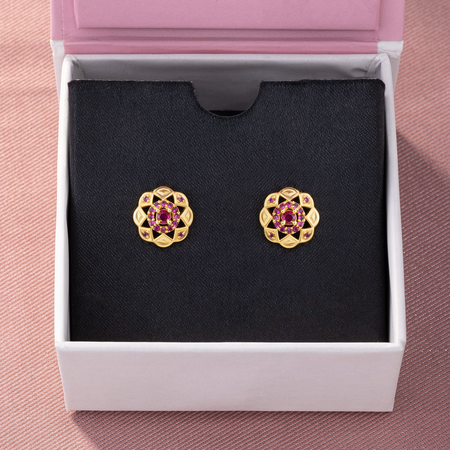 red radiant lotus studs