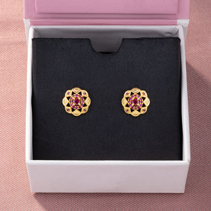 Red Radiant Lotus Studs