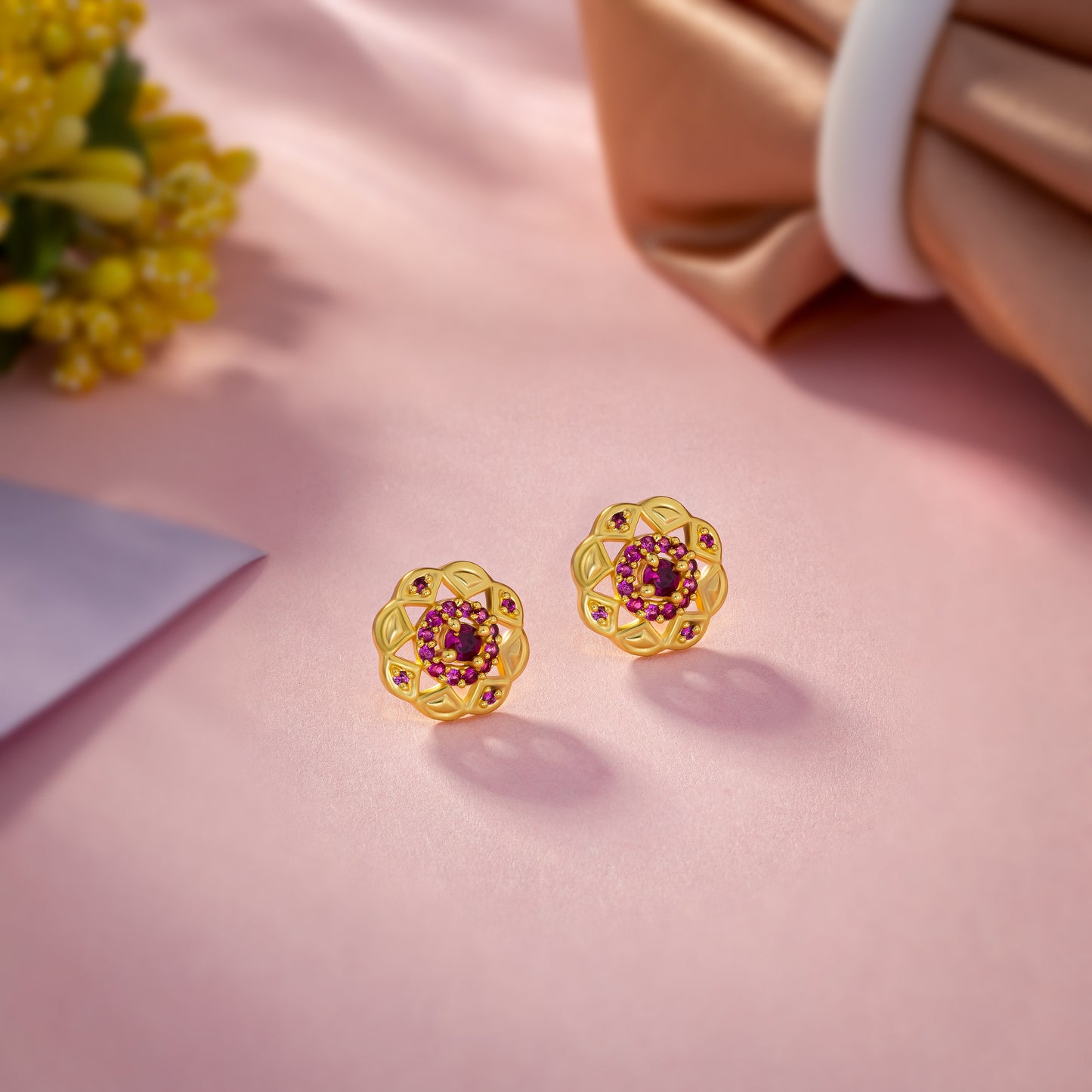 red radiant lotus studs