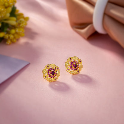 Red Radiant Lotus Studs