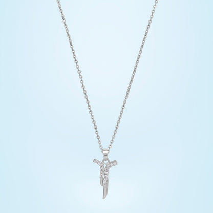 Silver Necklace with a Diamond Pendant