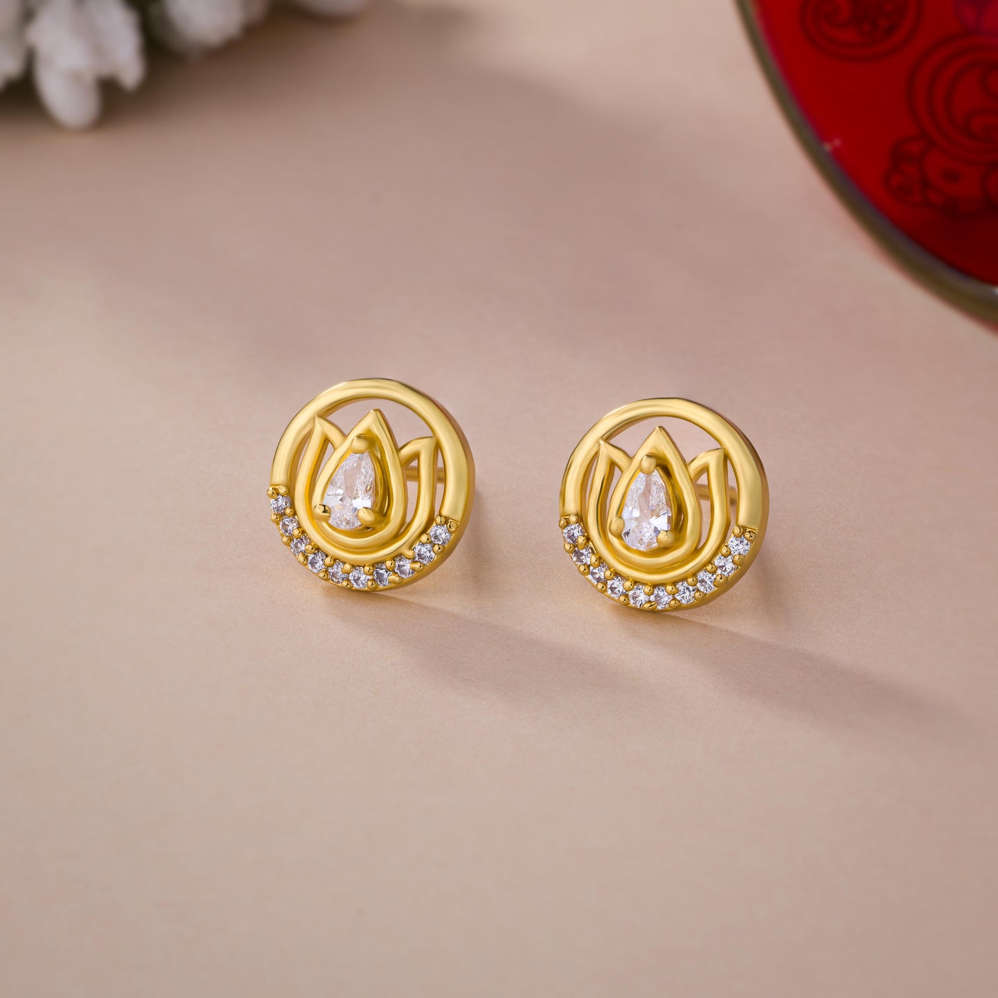 white lotus blossom studs