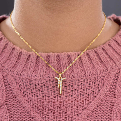 Golden Necklace with a Diamond Pendant