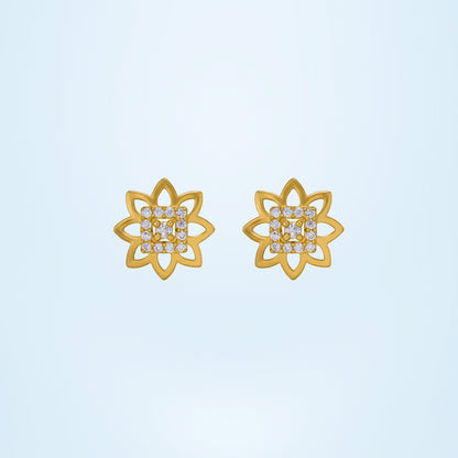 Pair of Golden Earrings with Diamonds