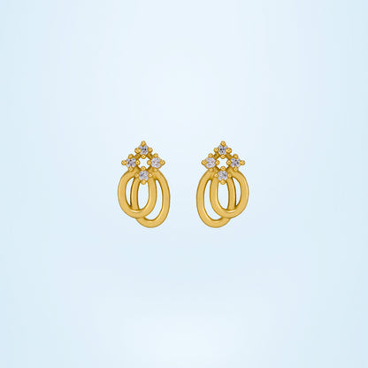 Pair of Golden Earrings with a Diamond