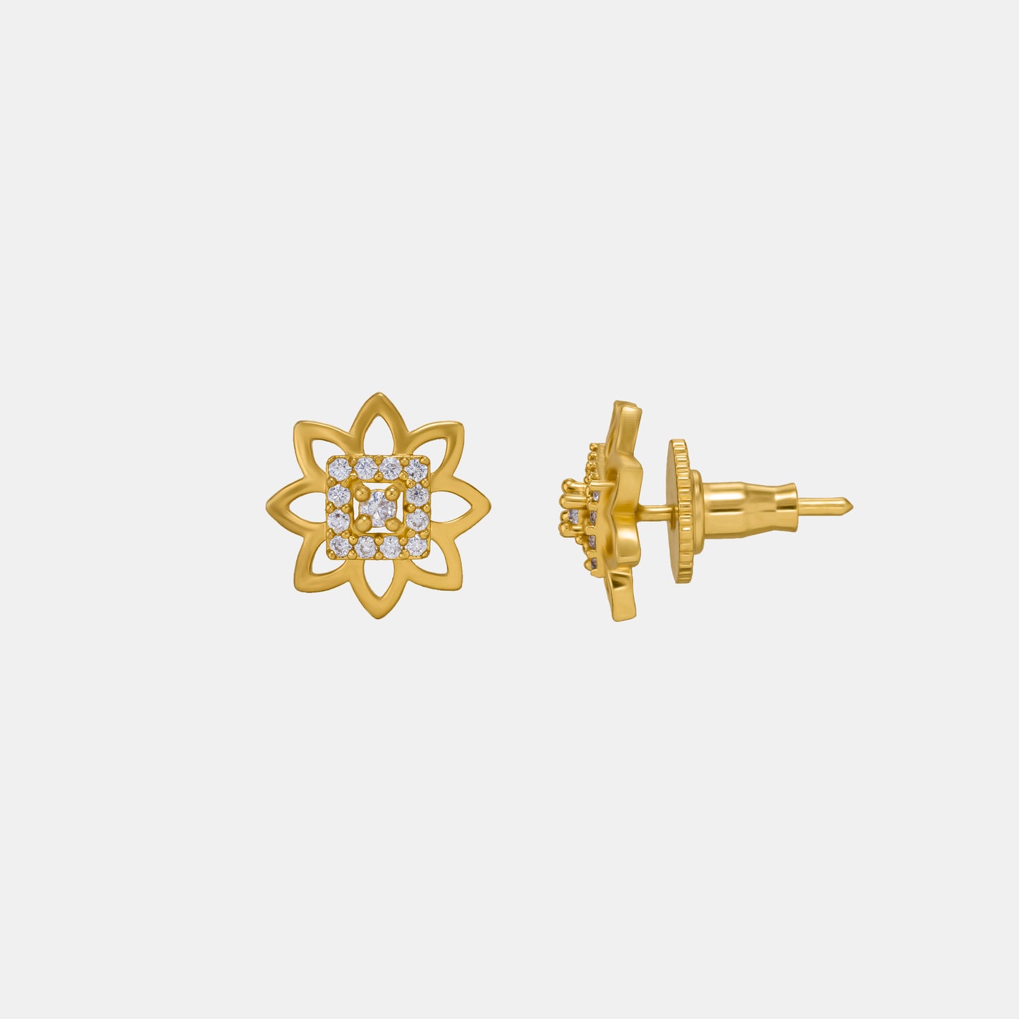 pair of golden earrings with diamonds