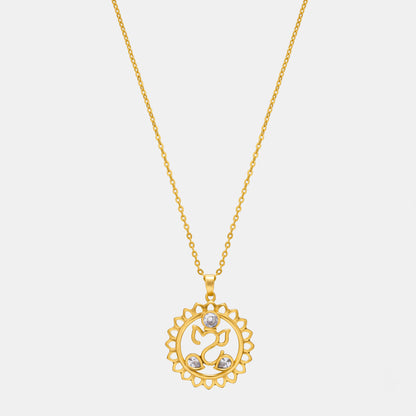 Golden Necklace with a Diamond Flower