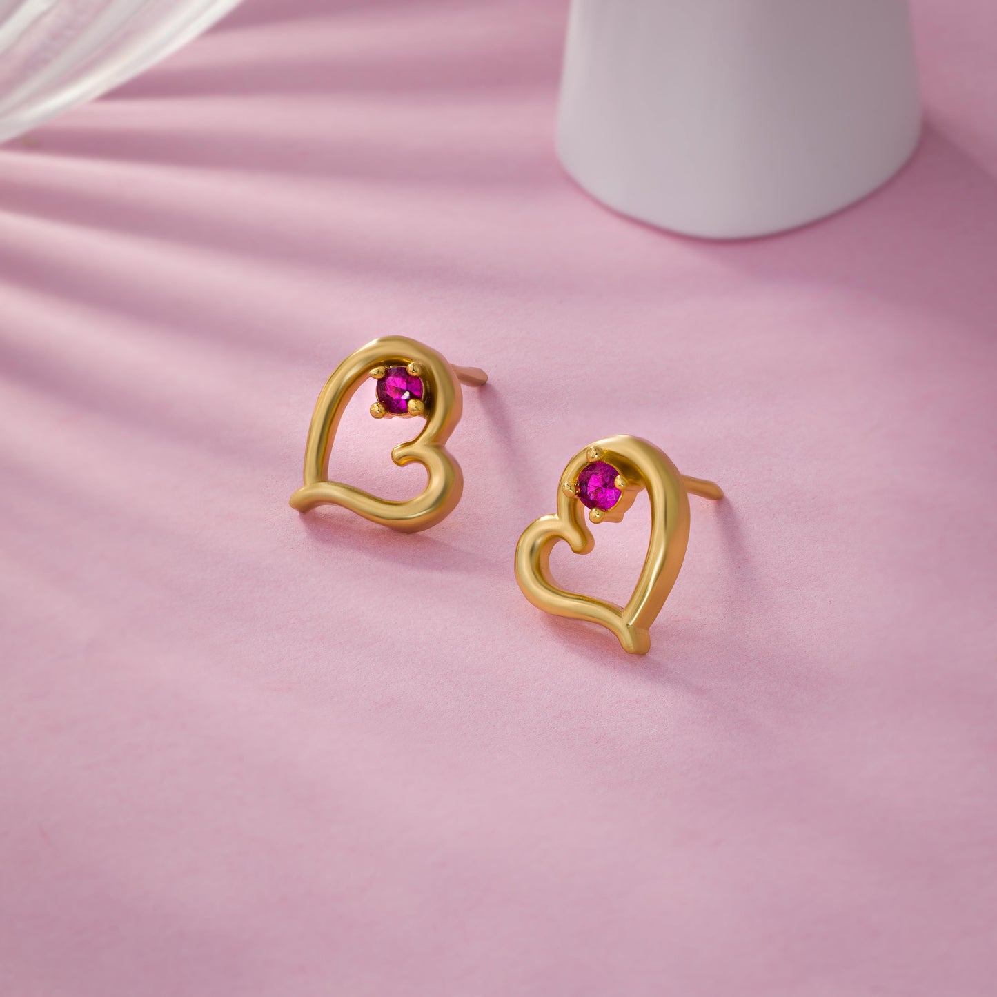 heart’s whisper ruby studs