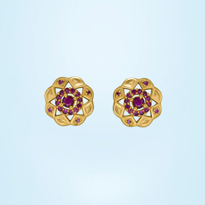 Red Radiant Lotus Studs