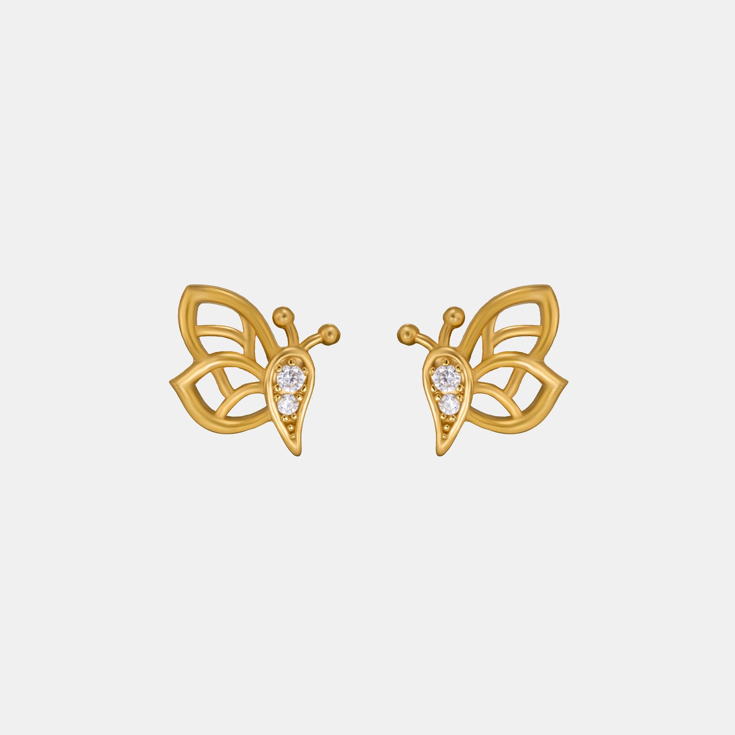 butterfly stud earrings made of golden and diamonds