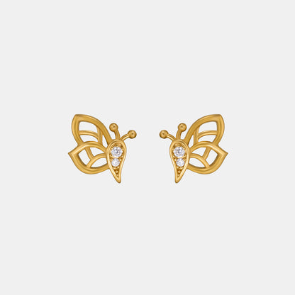 Butterfly Stud Earrings Made of Golden and Diamonds