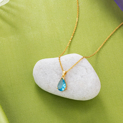 Golden Necklace with a Small Stone