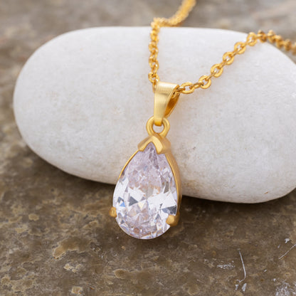 Golden Necklace with a Small Stone