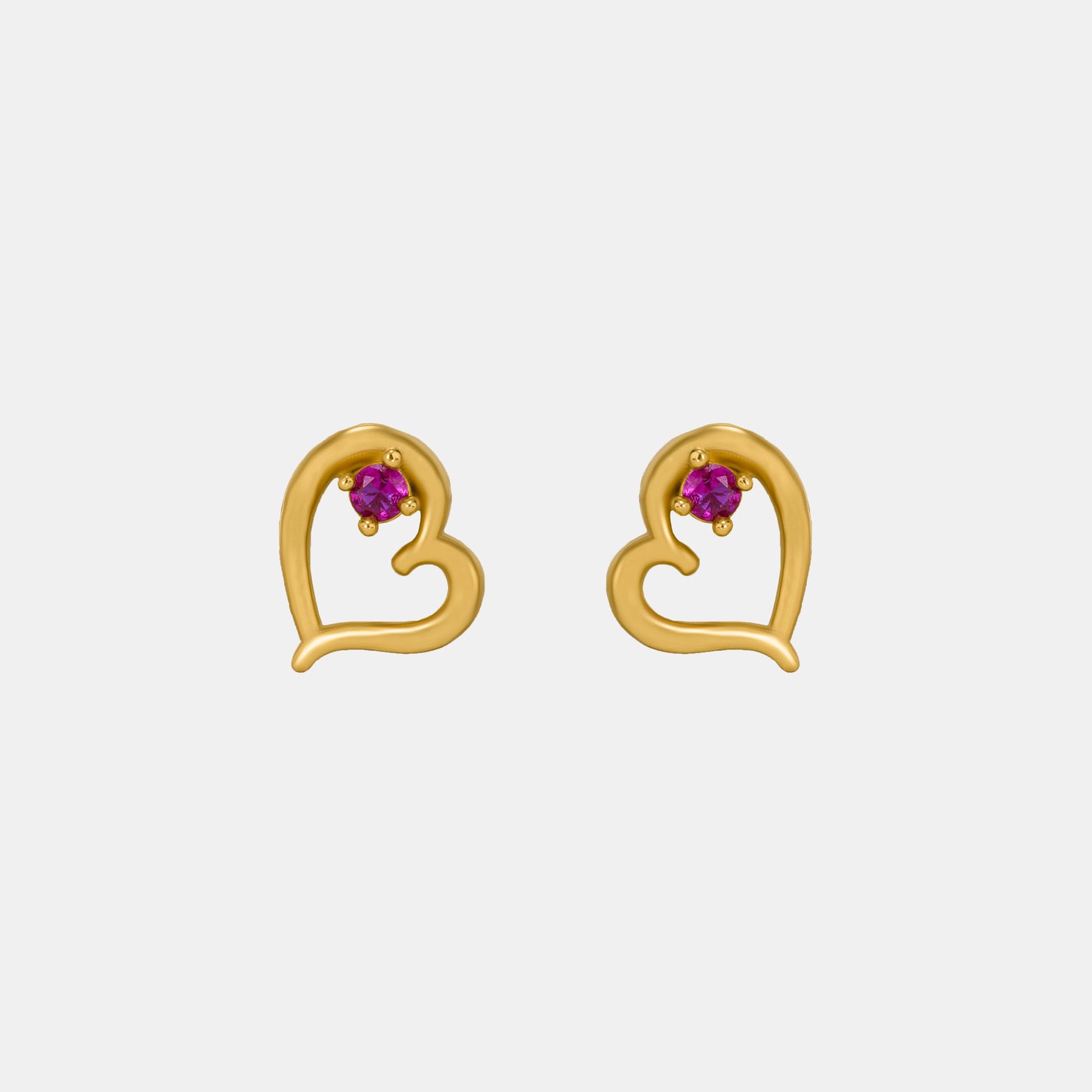 golden heart stud earrings