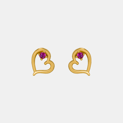 Golden Heart Stud Earrings