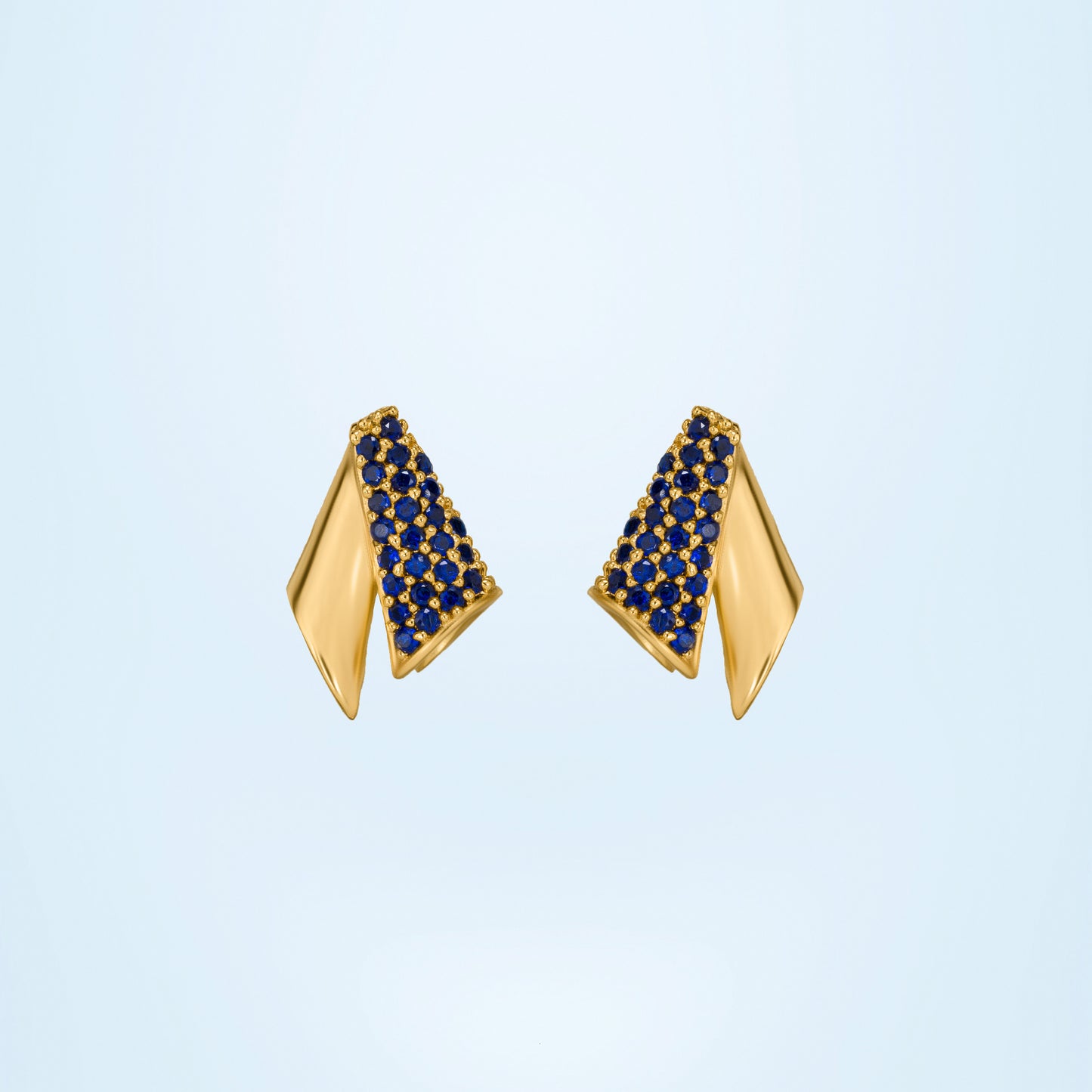 the golden and sapphire earrings