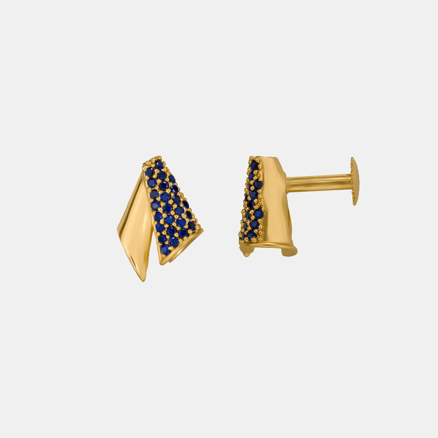 the golden and sapphire earrings