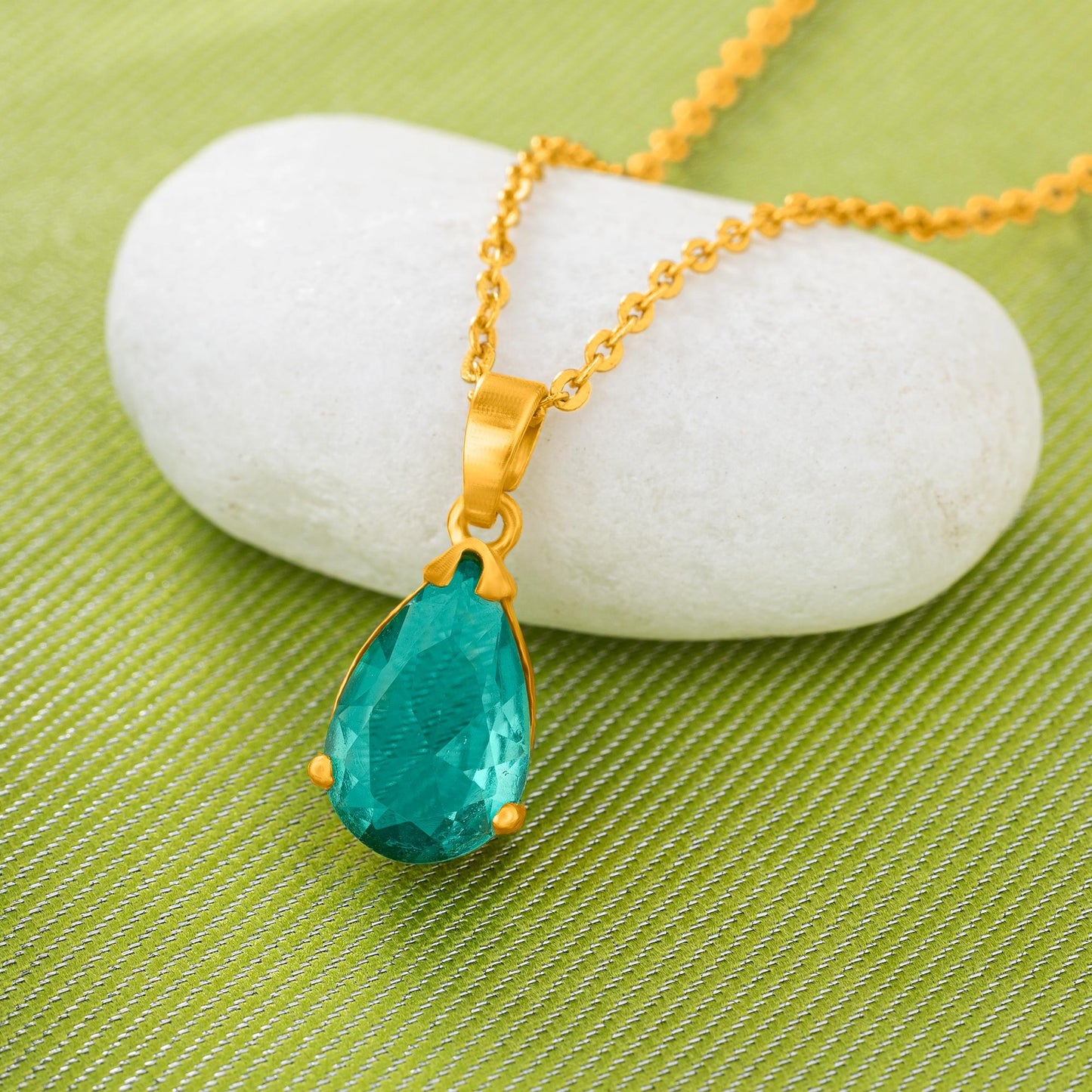 aqua green tear pendant