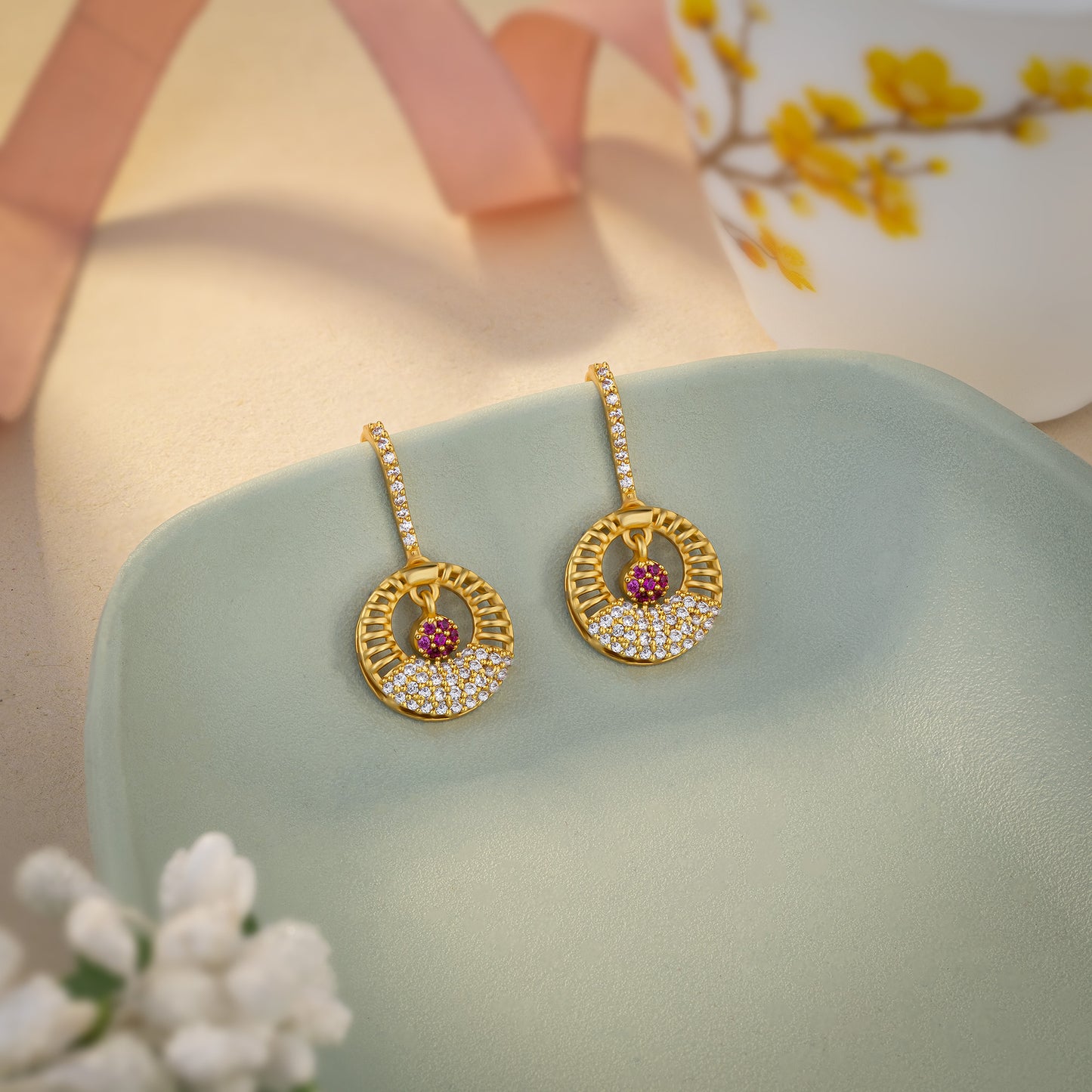 red radiance drop earrings