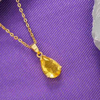 Golden Necklace with a Small Stone