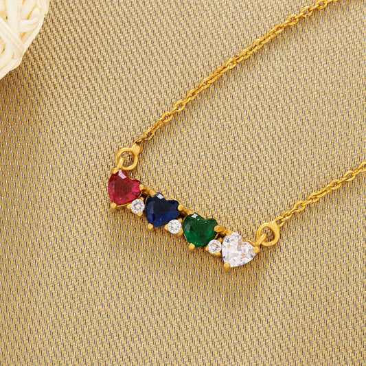 Golden Necklace with Three Gems on it