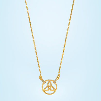 Golden Necklace with a Small Diamond on the Front