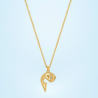 Golden Necklace with a Diamond Pendant