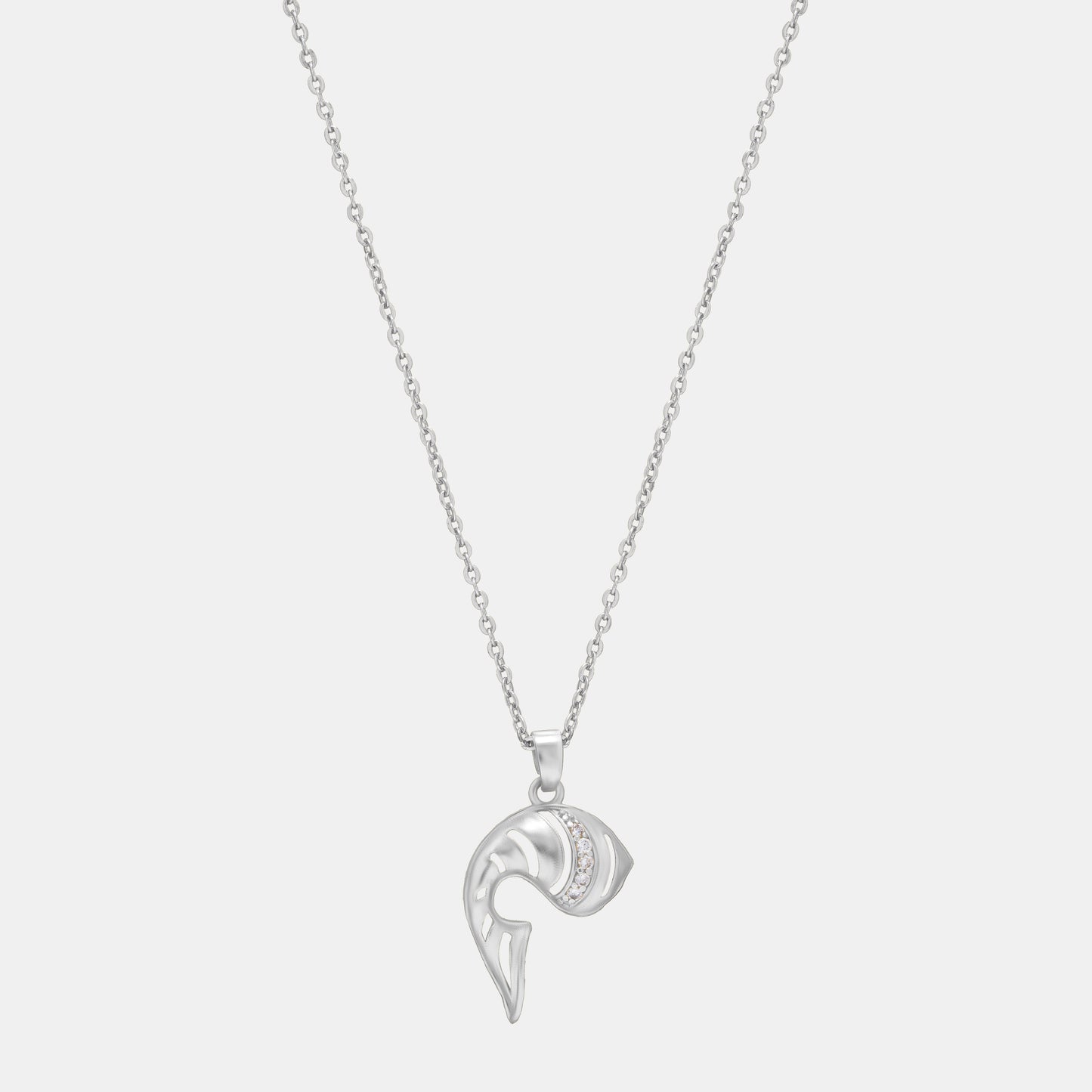 silver necklace with a diamond pendant