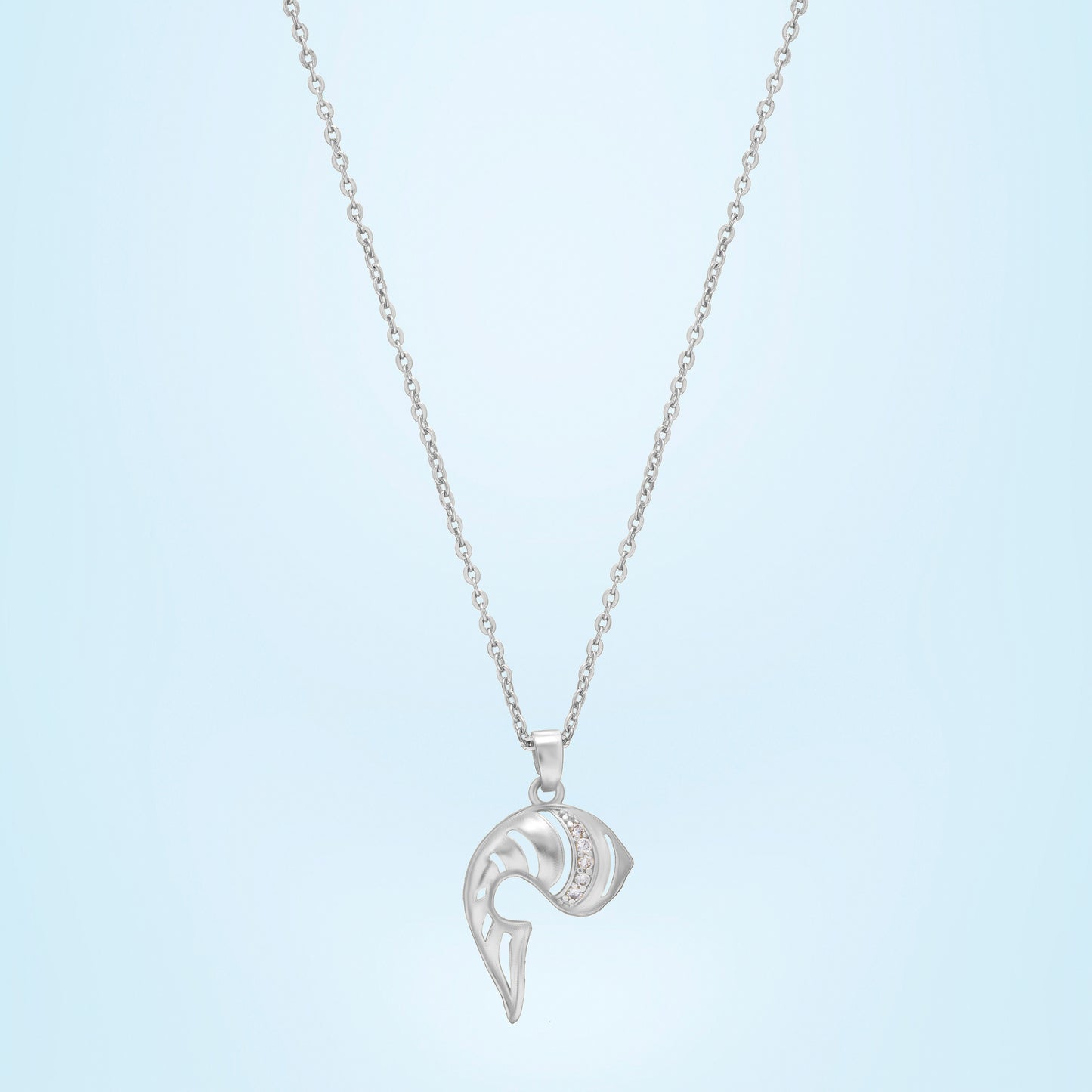 silver necklace with a diamond pendant