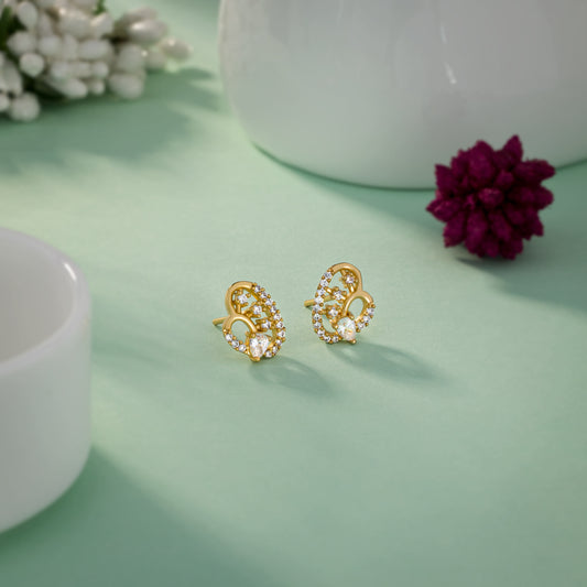 Pair of Golden Earrings with Diamonds