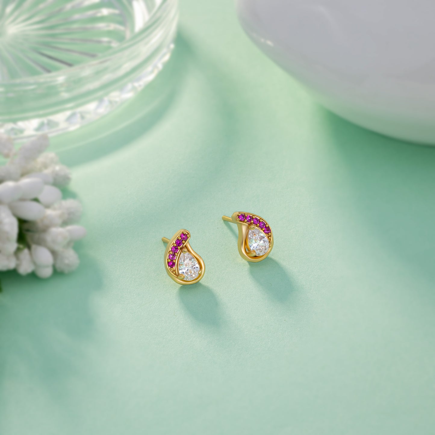 white raindrop elegance studs