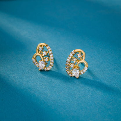 Pair of Golden Earrings with Diamonds